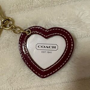 Coach Burgundy Heart Photo Keychain/Bag Charm